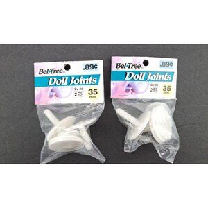 Vintage Bel-Tree Doll Joints DJ35 White Plastic 2 Packs New 35mm Total 4 Pieces